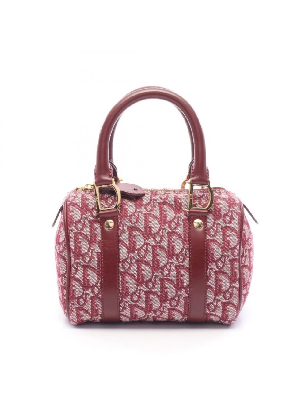 Dior Tote Trotter Bordeaux Ivory Canvas Leather Mini Boston Bag